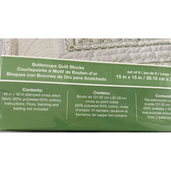 BUCILLA Stamped Cross Stitch Kit 46065 BUTTERCUPS QUILT BLOCKS KIT NEW - Picture 5 of 11